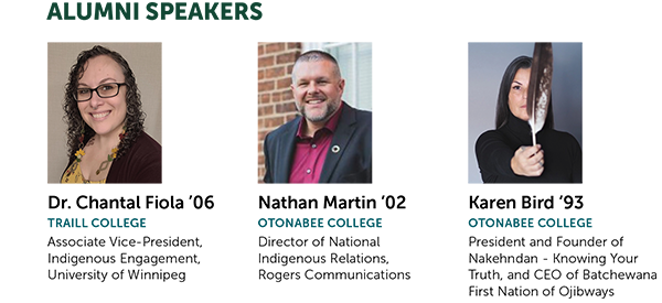 Headshot of three alumni speakers