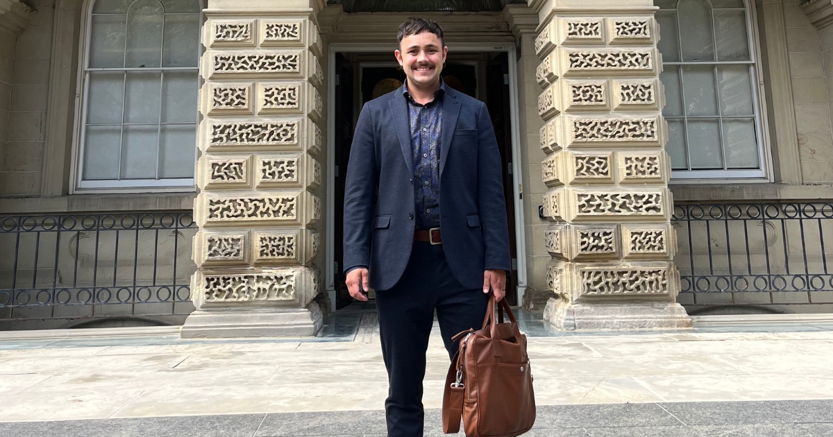 Frank Nasca stands outside the Ontario legislative building