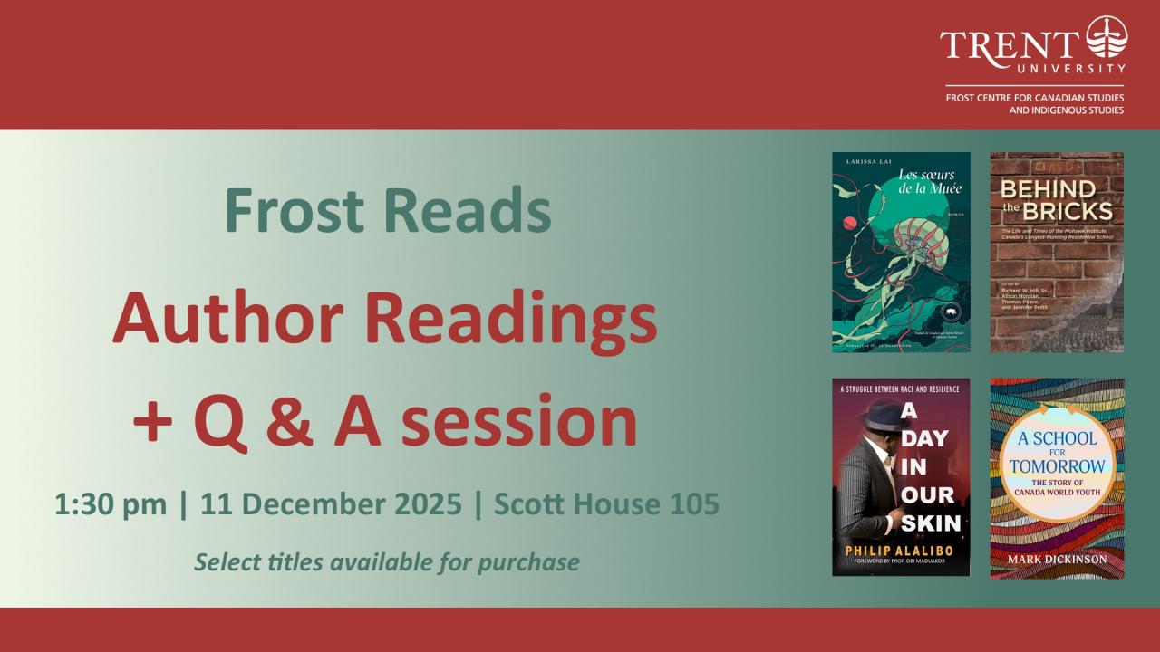 Frost Reads, Author Readings and Q&A Session, 1:30pm, 11 December 2025, Scott House 105, Select titles available for purchase