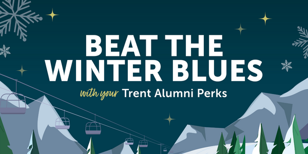 Mountains and snowflakes with a ski chair lift