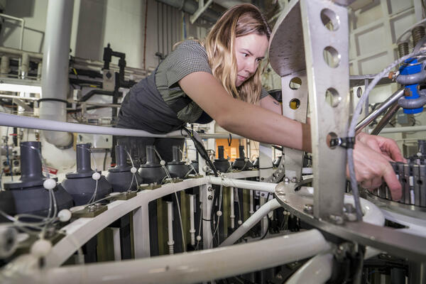 A researcher tends to instruments on the CTD instrument