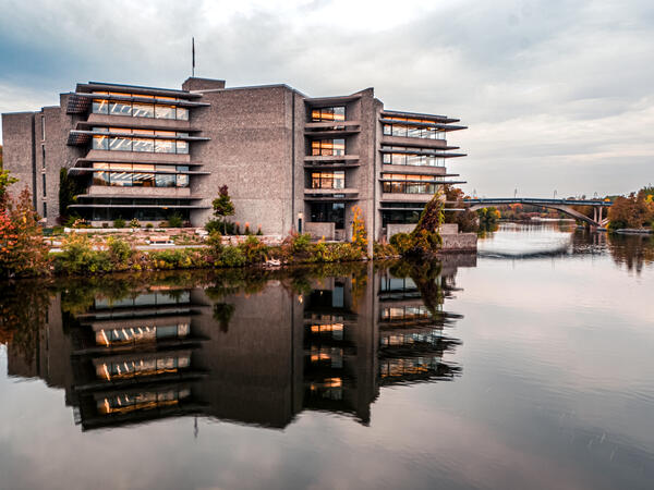 Bata Library shown from the river