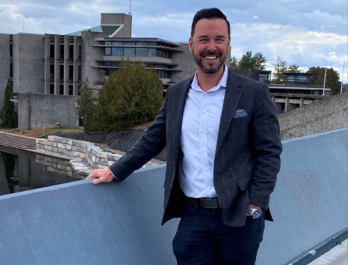 Bob Gauvreau smiles on the Faryon Bridge