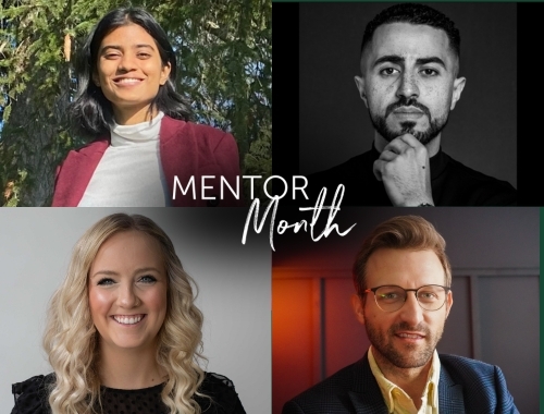 Four individual photos of Trent alumni mentors