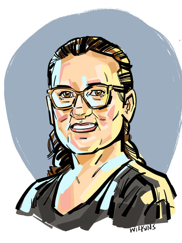 Caricature of woman's torso